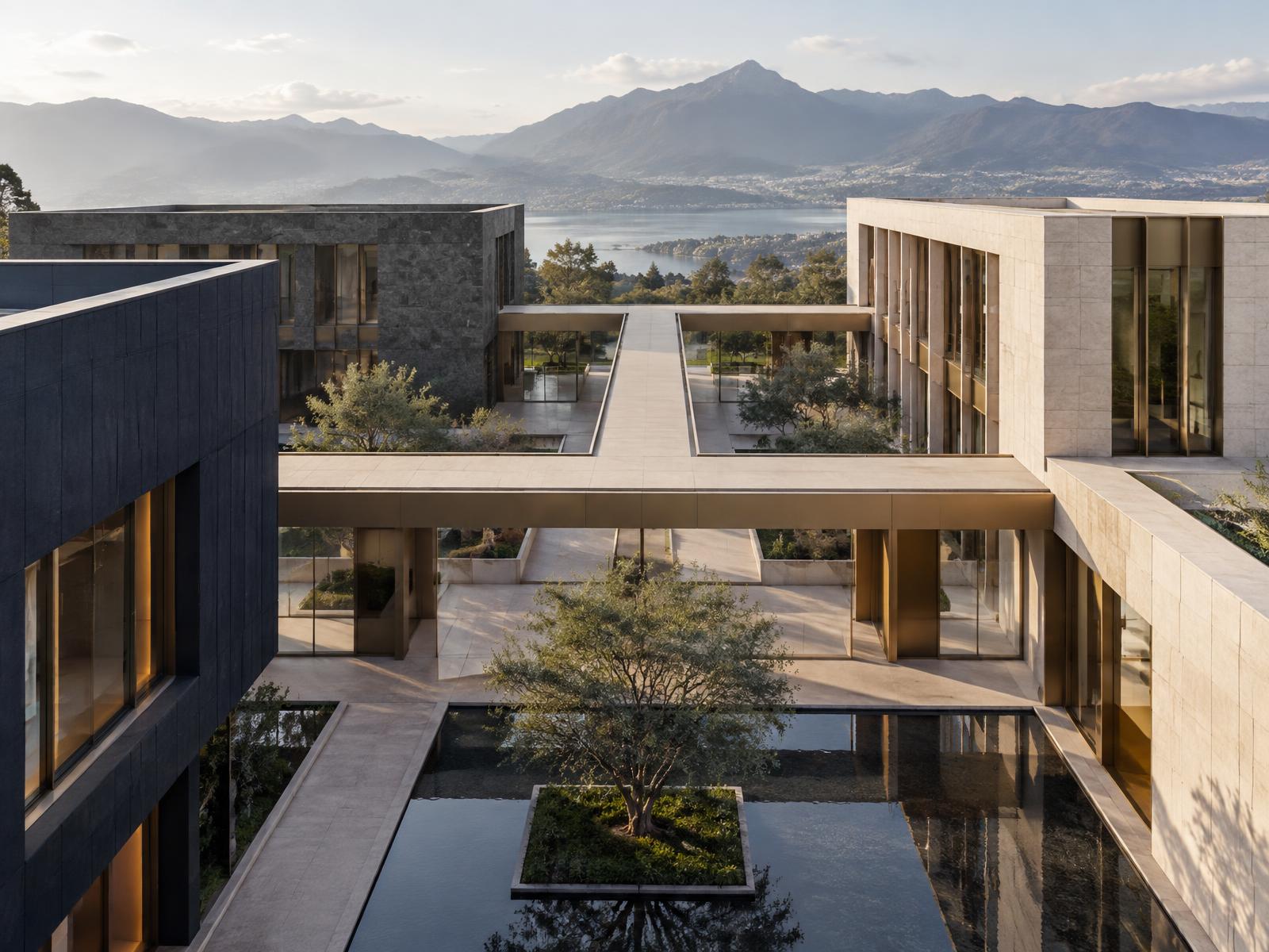 Cuatro espacios arquitectónicos conectados que representan las dimensiones CUNU